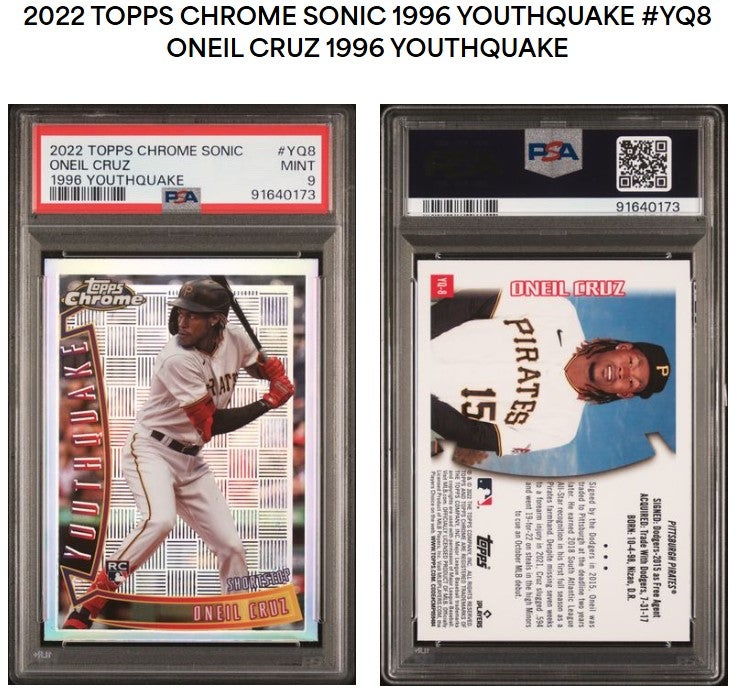 2022 Topps Chrome Sonic 1996 Youthquake Yq8 Oneil Cruz 1996 Youthquake