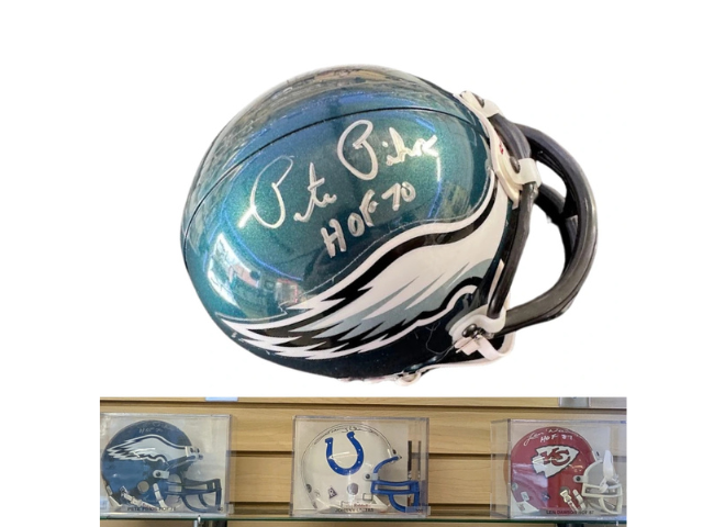Pete Pihos Signed Eagles Mini Helmet W HOF 70 Inscription Football HOF