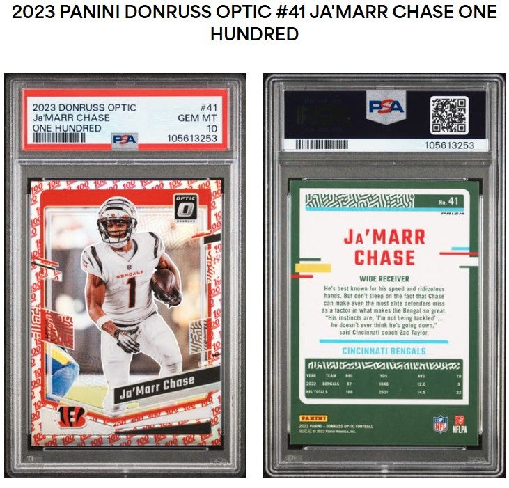 2023 Panini Donruss Optic 41 Ja Marr Chase One Hundred