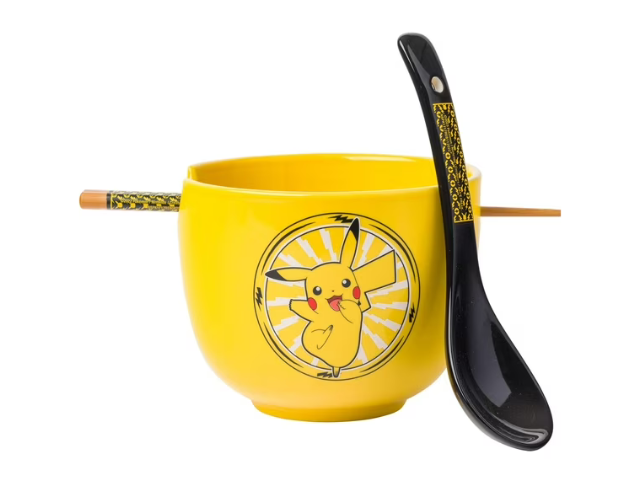 Pokemon Pikachu Lightning 20OZ Ceramic Ramen Bowl W Chopsticks And Spoon