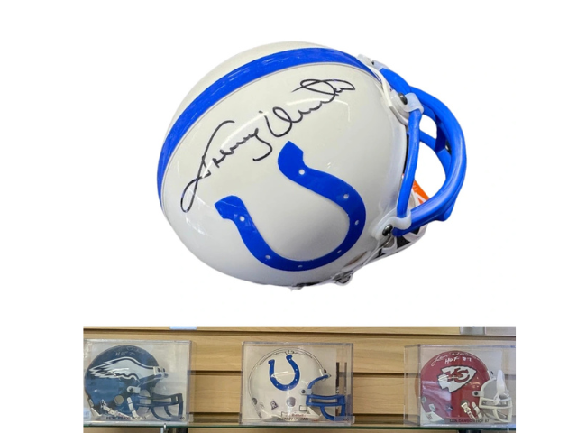 Colts Johnny Unitas Signed Mini Helmet Riddell Autograph